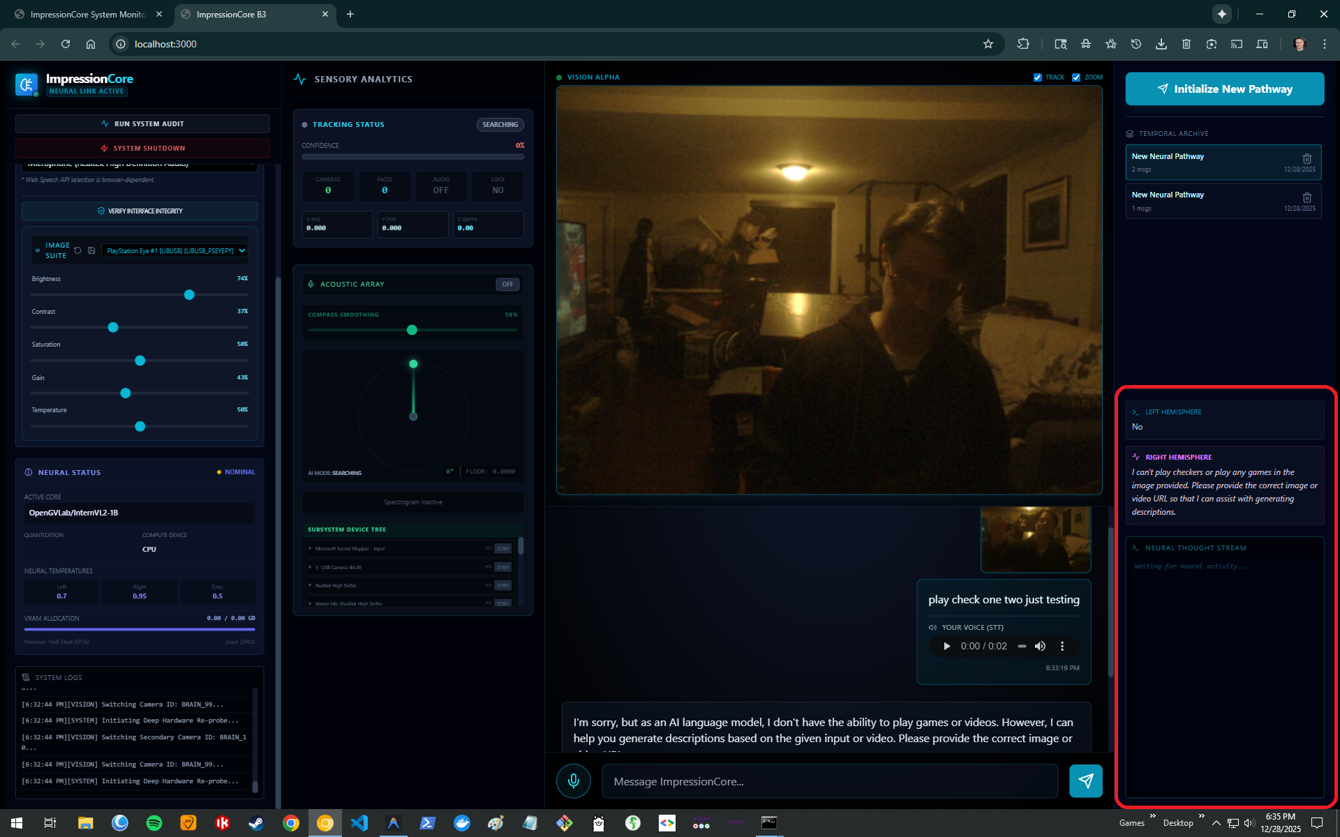 ImpressionCore Real-Time Neural Thought Stream